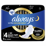Always Ultra Hygienické Vložky Secure Night (velikost 4) s křidélky X6