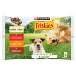 PURINA FRISKIES Adult výběr s hovězím, kuřetem a jehněčím ve šťávě 4 x 85g