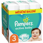 Pampers Active Baby, Velikost 3, 208 Plenky, 6kg-10kg