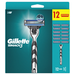 Gillette Mach3 Pánský Holicí Strojek, 1 Holicí Strojek Gillette, 12 Náhradních Holicích Hlavic