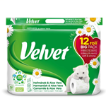 Velvet Camomile & aloe toaletní papír s vůní 3 vrstvy 12 rolí