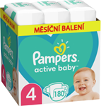 Pampers Active Baby, Velikost 4, 180 Plenky, 9kg-14kg