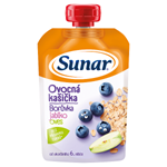 Sunar kašička ovocná kapsička borůvka, jablko, ovesné vločky 6m+, 120g 