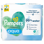 Pampers Harmonie Aqua Dětské Čisticí Ubrousky 4 Balení = 192 Ubrousků
