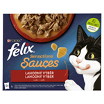 FELIX Sensations Sauces - výběr v ochucených omáčkách s hovězím, jehněčím, krůtou a kachnou 12 x 85g