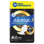 Always Ultra Hygienické Vložky Secure Night (velikost 4) s křidélky X24