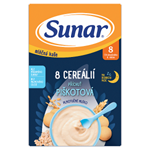 Sunar mléčná kaše s 8 cereáliemi na dobrou noc piškotová 210g