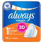 Always Classic Normal Hygienické Vložky (Velikost 1) S Křidélky 10ks