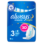 Always Classic Night Hygienické Vložky (Velikost 3) S Křidélky 8ks