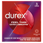 Durex Feel Thin Extra Lubricated Regular Fit kondomy 3 ks
