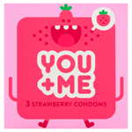 You Me JUICY kondomy z přírodního kaučukového latexu se šťavnatým jahodovým aroma, 3 ks