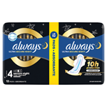Always, Ultra Secure Night (Velikost 4) Hygienické Vložky, Křidélka x 12, Vložky