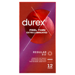 Durex Feel Thin Extra Lubricated Regular Fit kondomy 12 ks