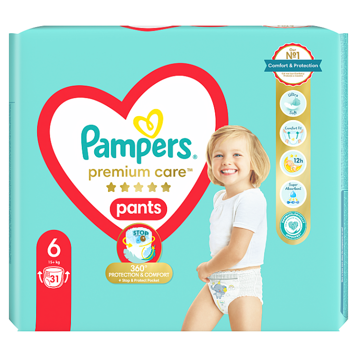 E-shop Plenkové Kalhotky Pampers Premium Care Velikost 6, 31, Kusů 15kg+