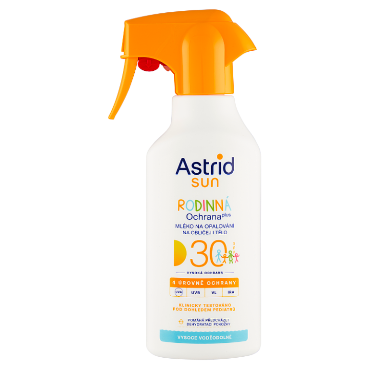 E-shop Astrid Sun Rodinná ochrana plus mléko na opalování na obličej i tělo SPF 30 250ml