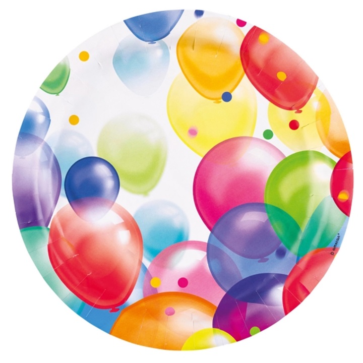 E-shop Papírový talířek-balónky, 23 cm, 8ks