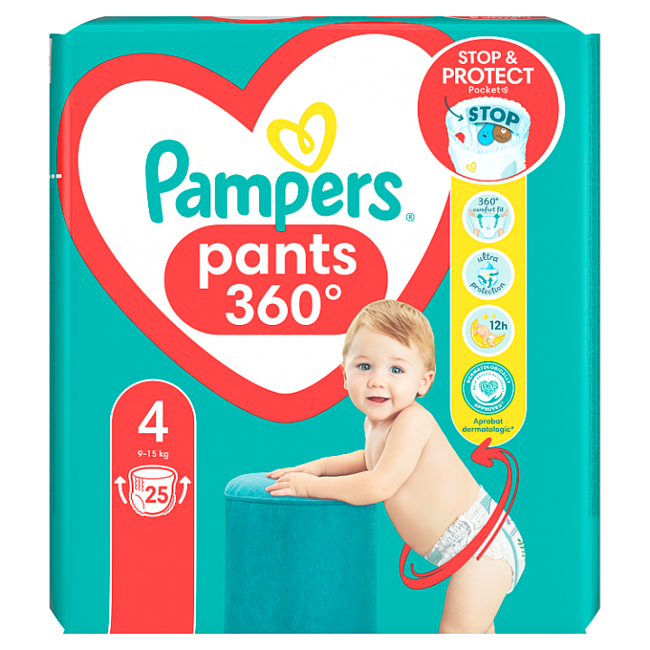 E-shop Pampers Plenkové Kalhotky Velikost 4, 25 dětské plenky, 9kg - 15kg