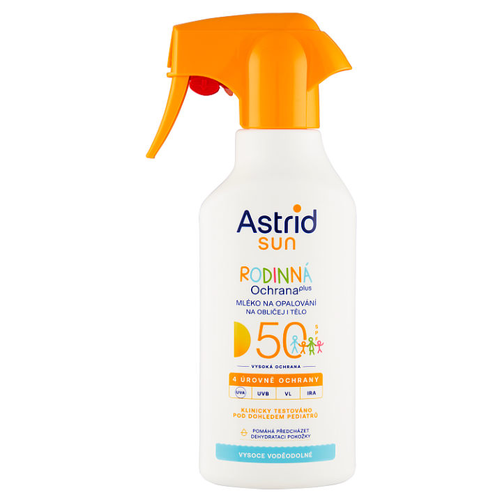 E-shop Astrid Sun Rodinná ochrana plus mléko na opalování na obličej i tělo SPF 50 270ml