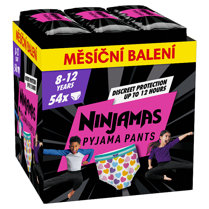 E-shop Ninjamas Pyjama Pants Srdíčka, 54 Plenkové Kalhotky, 8 Let, 27kg-43kg
