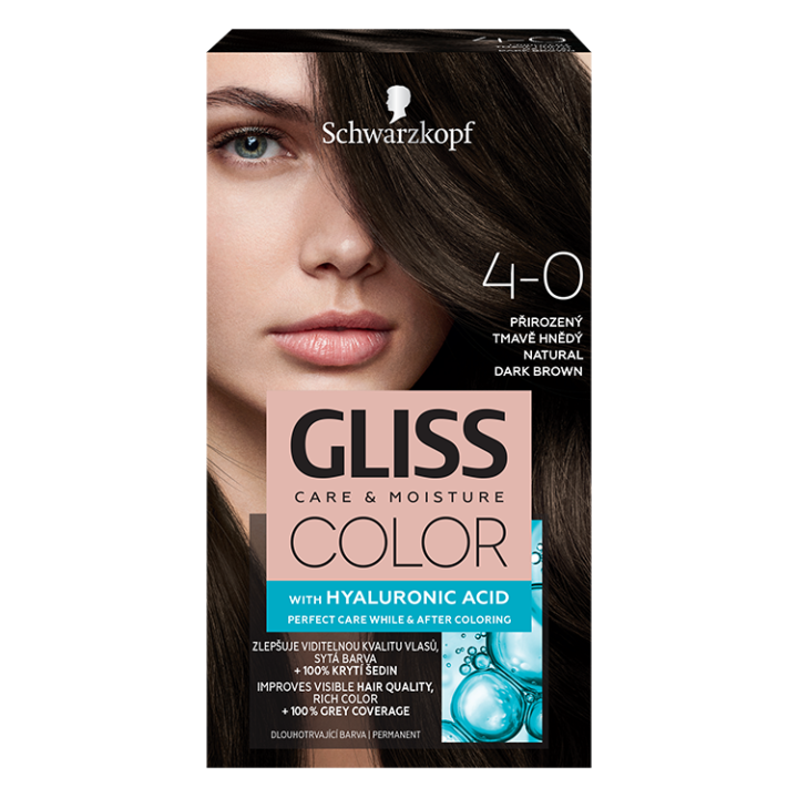 E-shop Schwarzkopf Gliss Color barva na vlasy Přirozený Tmavě Hnědý 4-0
