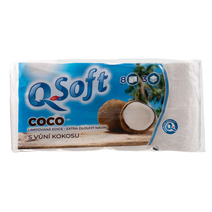 E-shop Q-Soft Toaletní papír s vůní kokosu 3 vrstvý 8ks