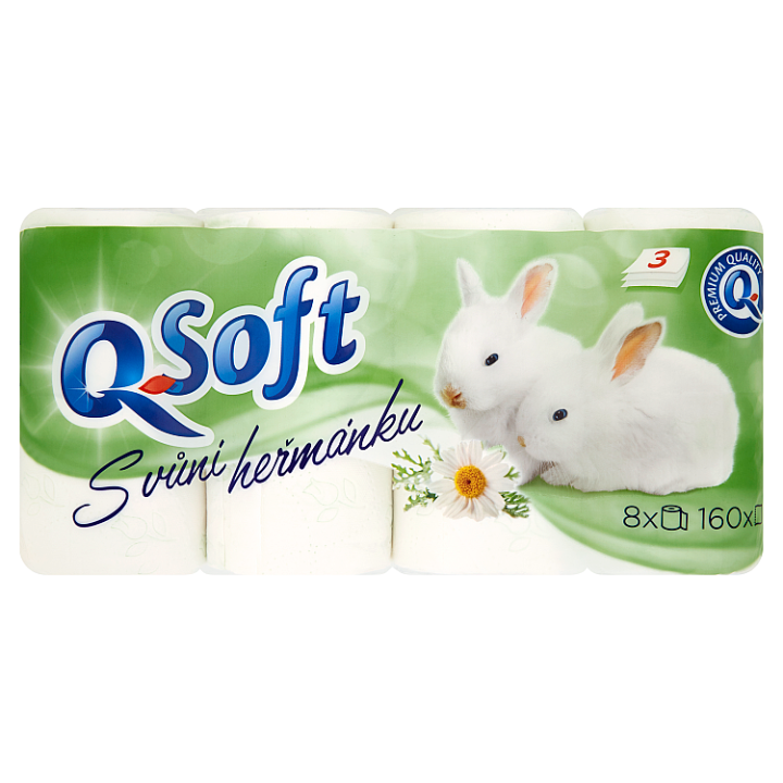 E-shop Q-Soft Toaletní papír s vůní heřmánku 3 vrstvý 8 ks