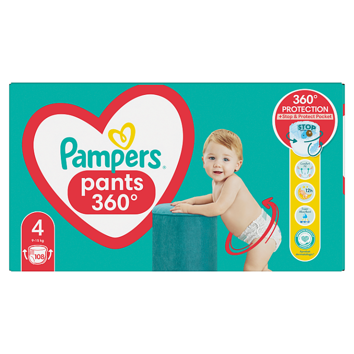 E-shop Pampers Pants Plenkové Kalhotky Velikost 4, 108 Kusů, 9kg-15kg