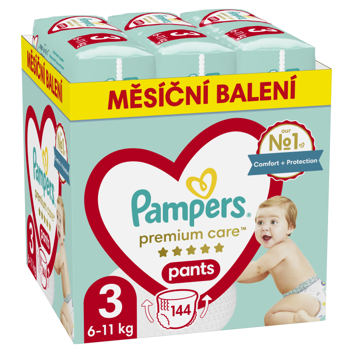 Plenkové Kalhotky Pampers Premium Care Velikost 3, 144, Kusů 6kg-11kg