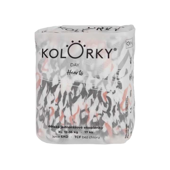 KOLORKY DAY jednorázové eko plenky srdce - XL (12-16 kg), 17 ks