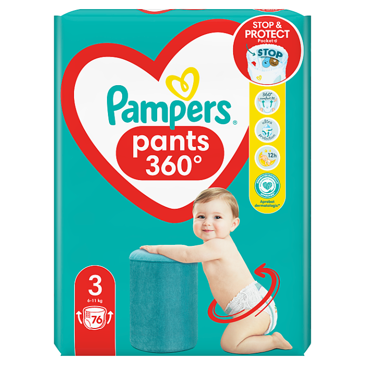 E-shop Pampers Plenkové Kalhotky Velikost 3, 76 dětské plenky, 6kg-11kg