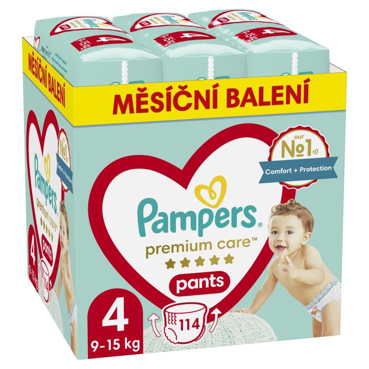 PAMPERS  Premium Care vel. 4 plenkové kalhotky 9-15 kg 114 ks