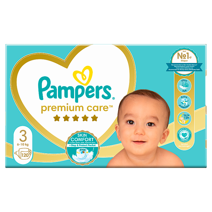 Pampers Premium Care Velikost 3, 120 Plenek, 6kg-10kg