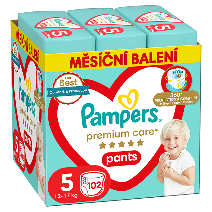 Pampers Premium Care Pants Velikost 5, Plenkové Kalhotky 102 Kusů 9kg-17kg