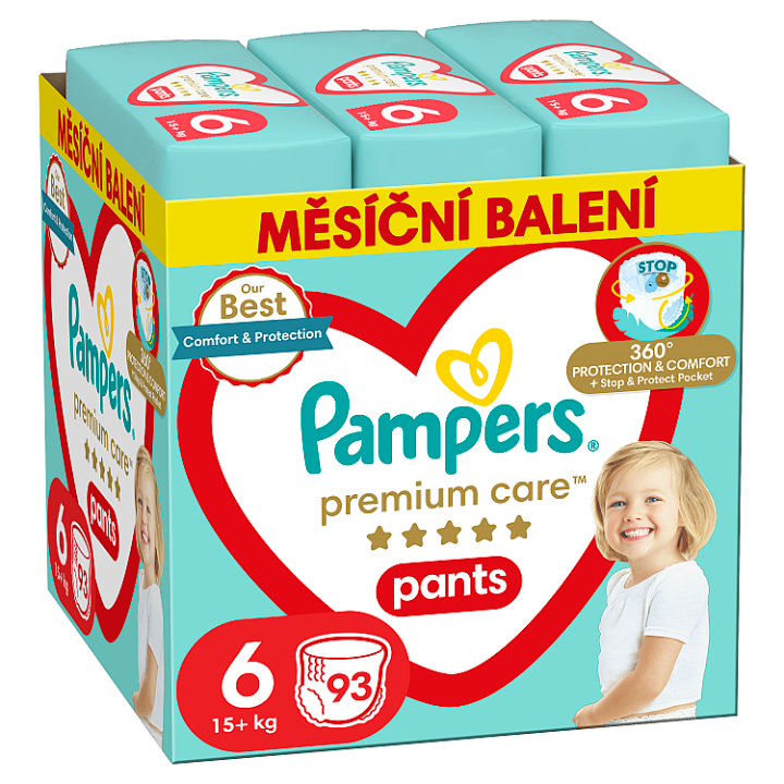 Pampers Premium Care Pants Velikost 6, Plenkové Kalhotky 93 Kusů 15kg+