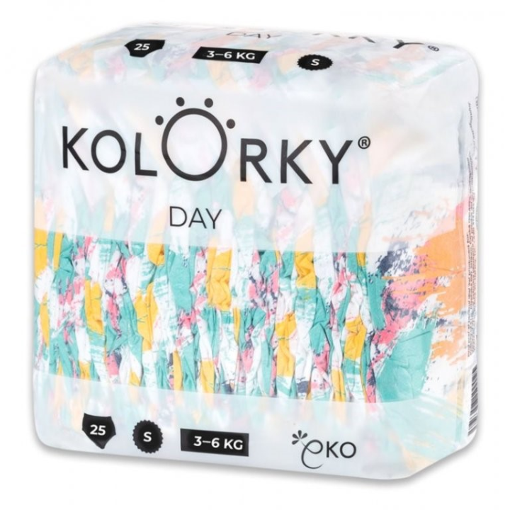 KOLORKY DAY Jednorázové EKO plenky štětce S (3-6 kg) 25 kusů