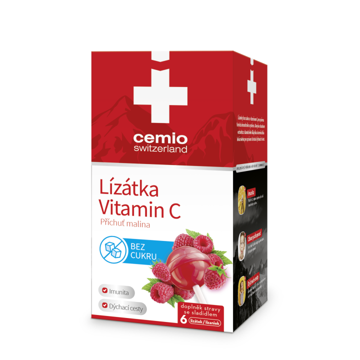 E-shop Cemio Lízátka s vitamin C malina 6 ks