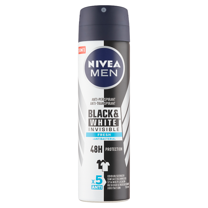 E-shop Nivea Men Black & White Invisible Fresh Sprej antiperspirant 150ml