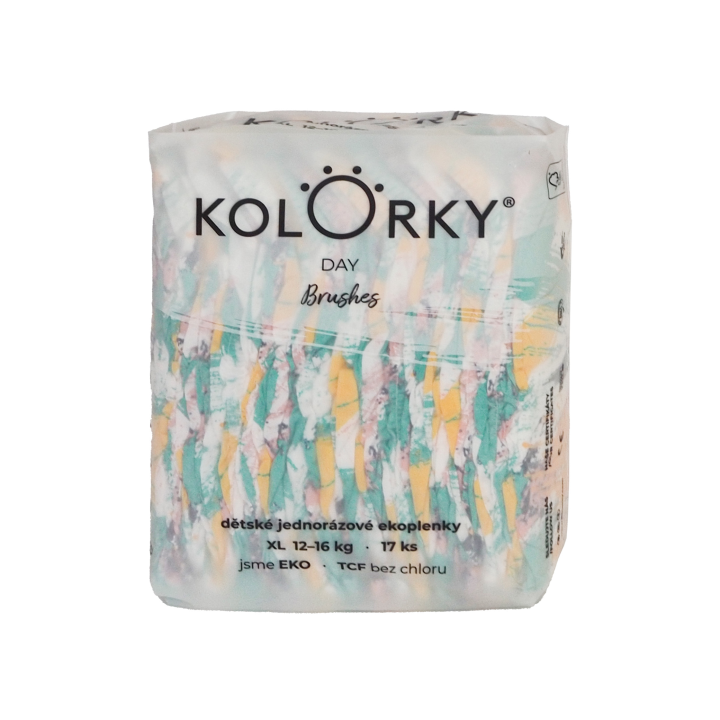 KOLORKY DAY  jednorázové eko plenky štětce - XL (12-16 kg), 17 ks