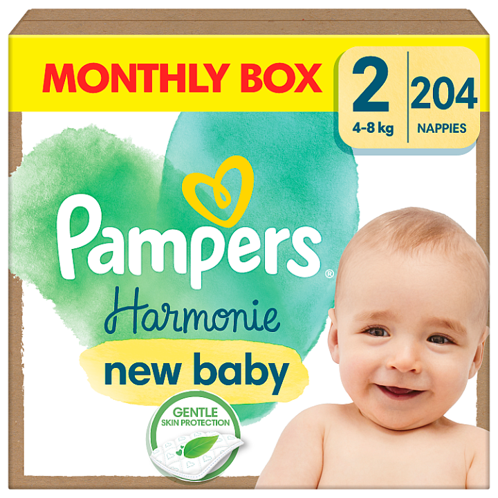 E-shop Pampers Harmonie Baby Dětské Plenky Velikost 2, 204 Plenek, 4kg-8kg