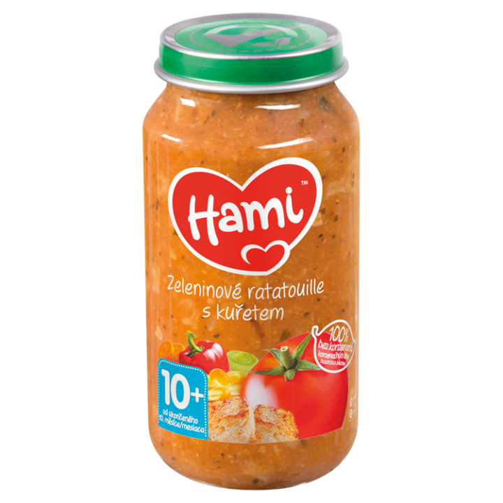 E-shop Hami Zeleninové ratatouille s kuřetem masozeleninový příkrm od ukončeného 10. měsíce 250g
