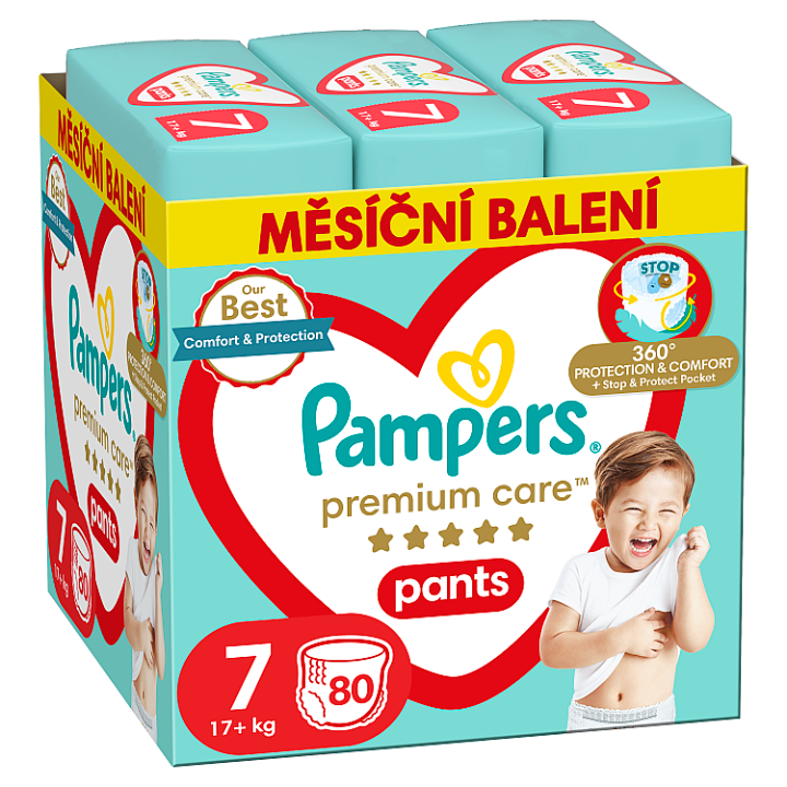 Pampers Premium Care Pants Velikost 7, Plenkové Kalhotky 80 Kusů 17kg+