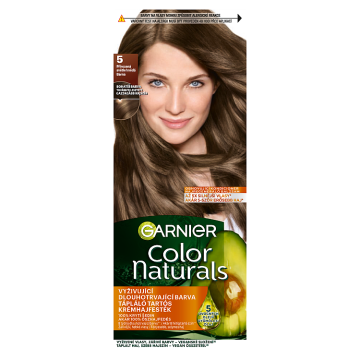 Garnier Color Naturals permanentní barva na vlasy 5 Přirozená světle hnědá, 60 +40 +12 ml