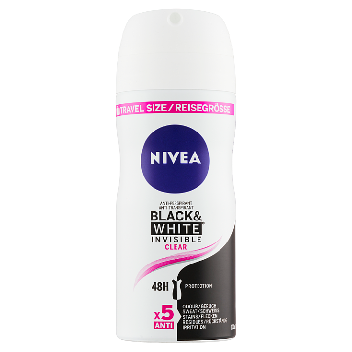E-shop Nivea Black & White Invisible Clear sprej antiperspirant 100ml
