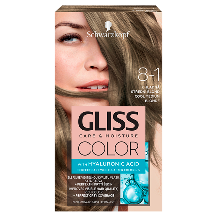 E-shop Schwarzkopf Gliss Color barva na vlasy Chladná Střední Blond 8-1