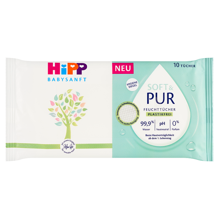 HiPP Babysanft Soft & Pure čistící vlhčené ubrousky 10 ks