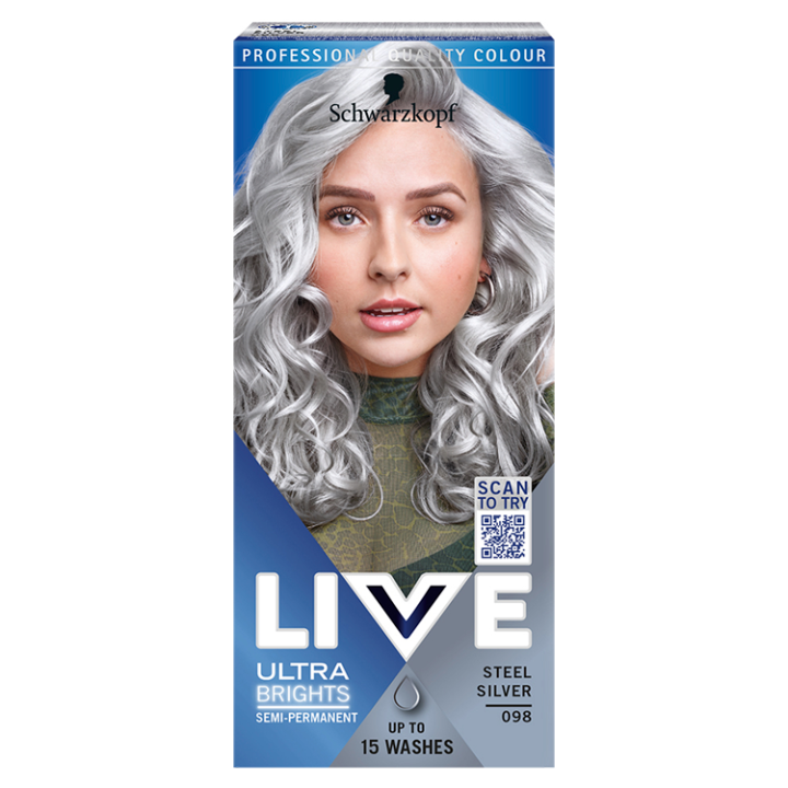 E-shop Schwarzkopf Live Ultra Brights barva na vlasy Ocelově stříbrná 098