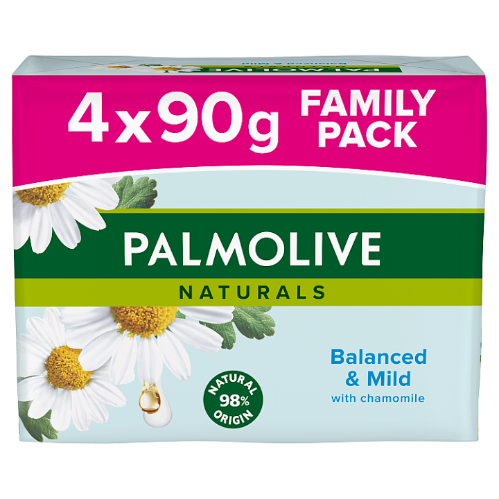 E-shop Palmolive Naturals tuhé mýdlo s výtažky heřmánku 4x90g - family pack