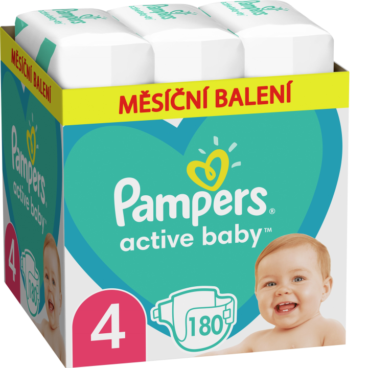 PAMPERS Active Baby 4 velikost 9-14kg 180 kusů