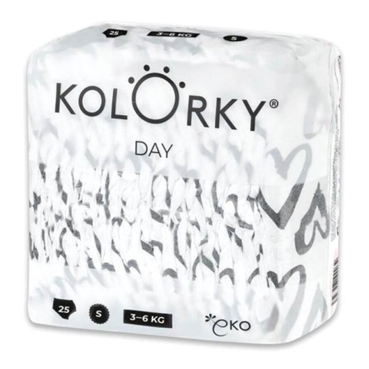 KOLORKY DAY jednoráz.eko plenky S 3-6kg 25ks Srdce