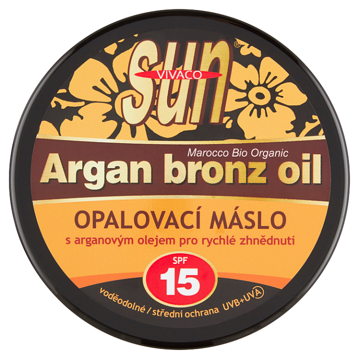 E-shop VIVACO Sun Opalovací máslo s arganovým olejem pro rychlé zhnědnutí SPF 15 200ml